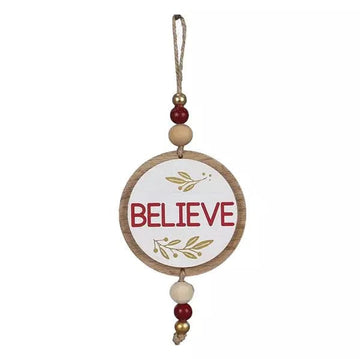 Kelli's Ornaments Believe Round Wood Winter Solstice Ornaments